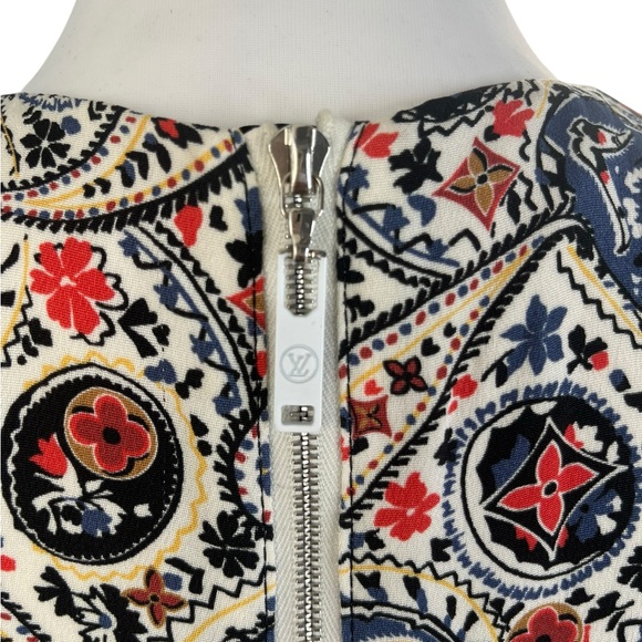 Louis Vuitton Navy Blue, Red, and Cream Floral Dress Size 36 - Picture 6 of 14